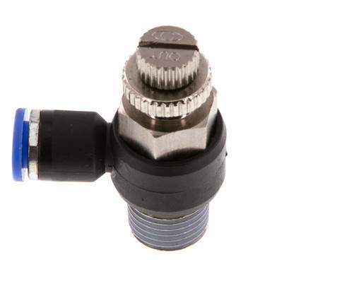 Coude de sortie du compteur du silencieux Flow Control 6 mm - R1/4'' Brass/PA 66