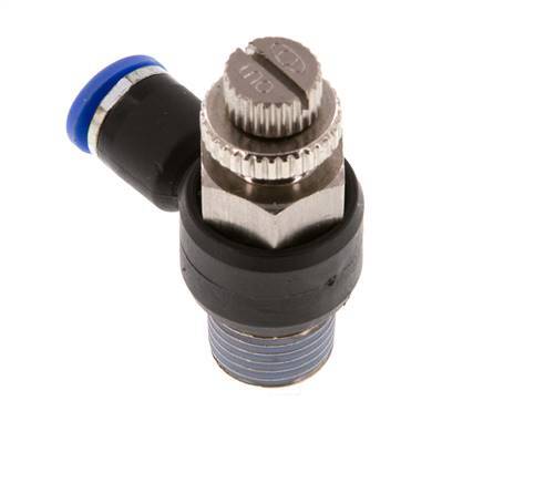 Coude de sortie du compteur du silencieux Flow Control 6 mm - R1/4'' Brass/PA 66