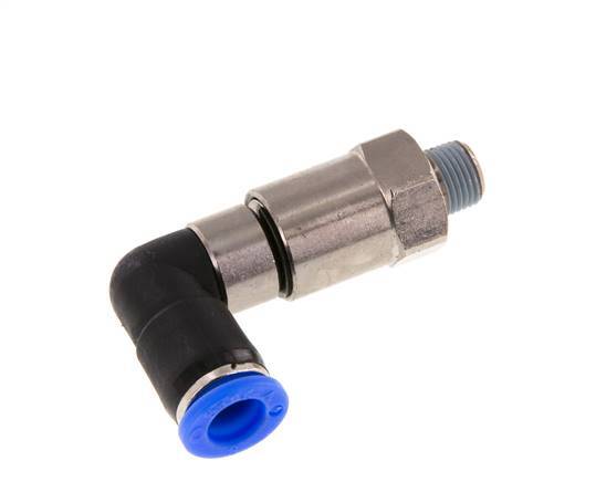 coude 8mm & R1/8'' Raccord rapide tournant Filets mâles à enfoncer Laiton nickele/PBT NBR Rotatif