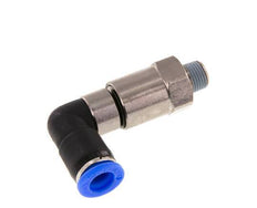 coude 8mm & R1/8'' Raccord rapide tournant Filets mâles à enfoncer Laiton nickele/PBT NBR Rotatif