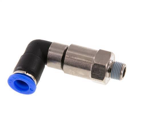 coude 8mm & R1/8'' Raccord rapide tournant Filets mâles à enfoncer Laiton nickele/PBT NBR Rotatif