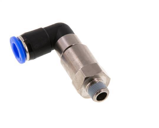 coude 8mm & R1/8'' Raccord rapide tournant Filets mâles à enfoncer Laiton nickele/PBT NBR Rotatif