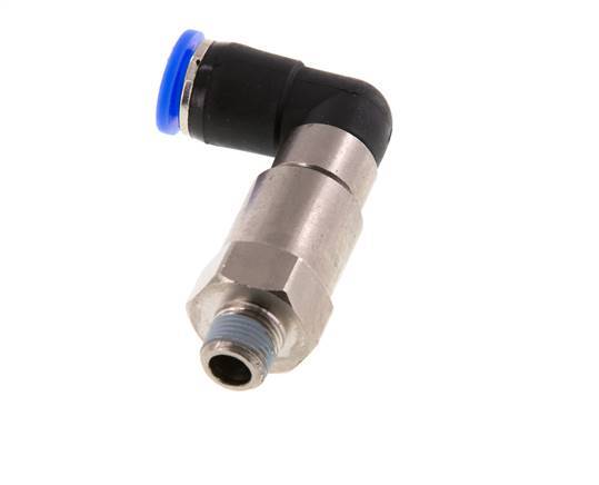 coude 8mm & R1/8'' Raccord rapide tournant Filets mâles à enfoncer Laiton nickele/PBT NBR Rotatif