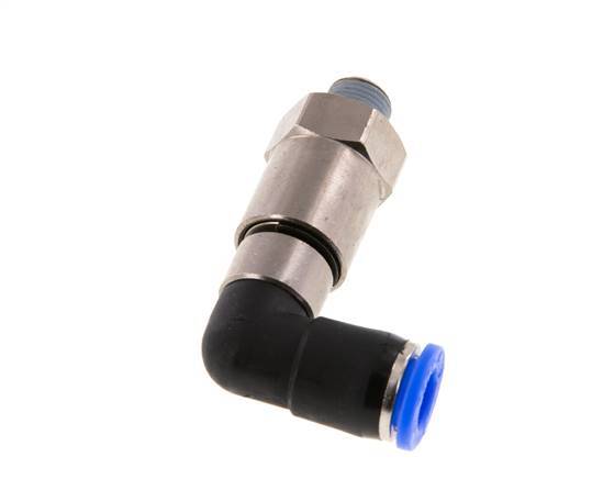 coude 8mm & R1/8'' Raccord rapide tournant Filets mâles à enfoncer Laiton nickele/PBT NBR Rotatif