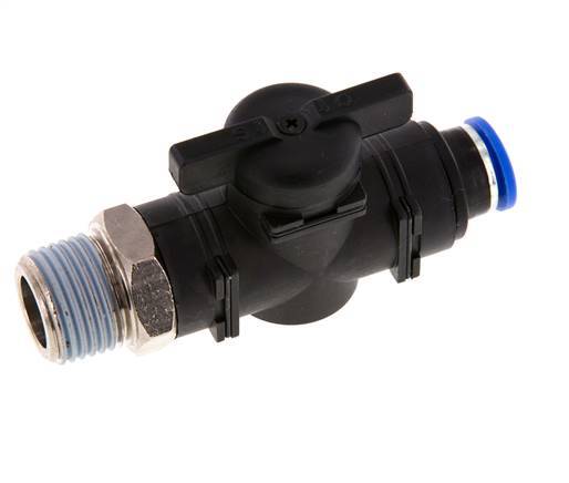 vanne à boule droite à 2 voies 10 mm - R1/2'' plastique/laiton