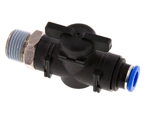 vanne à boule droite à 2 voies 10 mm - R1/2'' plastique/laiton