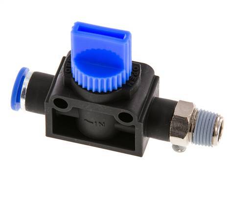 vanne manuelle d'arrêt à 3/2 voies 6 mm - R1/8'' plastique/laiton Ventilation côté tube