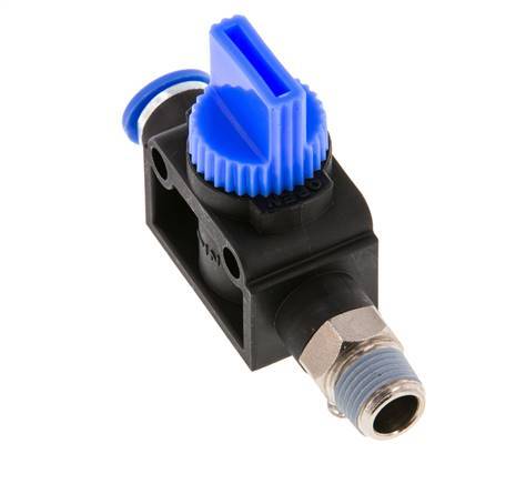 vanne manuelle d'arrêt à 3/2 voies 6 mm - R1/8'' plastique/laiton Ventilation côté tube
