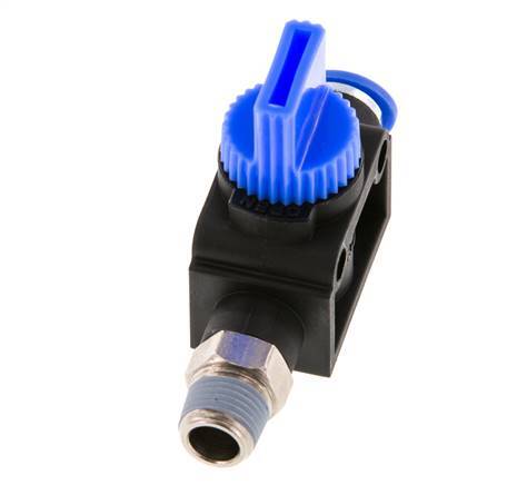 vanne manuelle d'arrêt à 3/2 voies 6 mm - R1/8'' plastique/laiton Ventilation côté tube