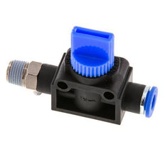 vanne manuelle d'arrêt à 3/2 voies 6 mm - R1/8'' plastique/laiton Ventilation côté tube