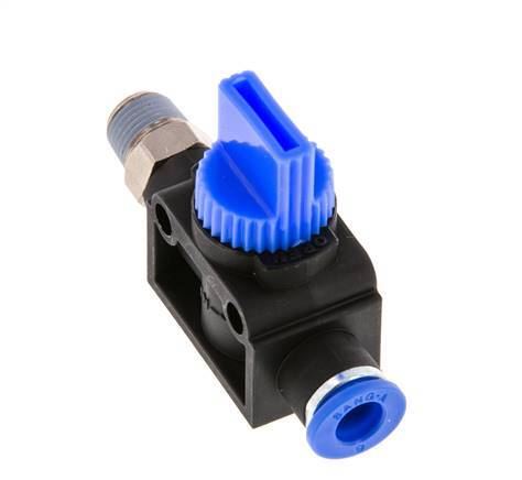 vanne manuelle d'arrêt à 3/2 voies 6 mm - R1/8'' plastique/laiton Ventilation côté tube
