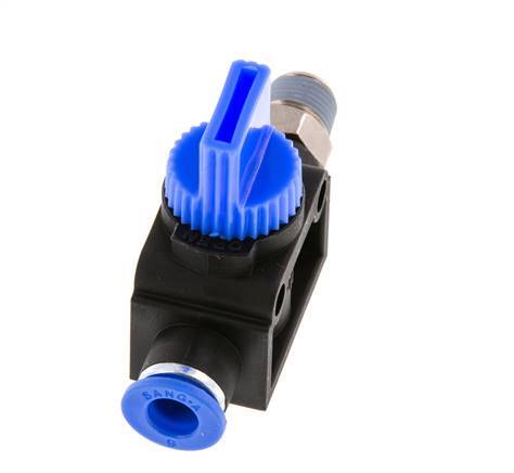 vanne manuelle d'arrêt à 3/2 voies 6 mm - R1/8'' plastique/laiton Ventilation côté tube