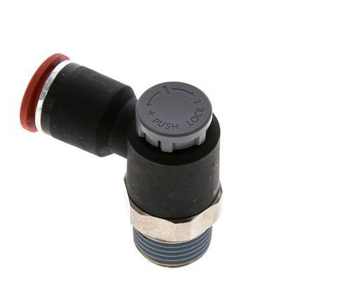 Vanne de régulation de débit Coude d'entrée 12 mm - R1/2'' Laiton/ Contre-écrou PA 66