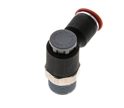 Vanne de régulation de débit Coude d'entrée 12 mm - R1/2'' Laiton/ Contre-écrou PA 66
