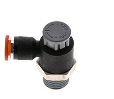 Vanne de régulation de débit Coude d'entrée 6 mm - R1/4'' Laiton/ Contre-écrou PA 66