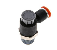 Vanne de régulation de débit Coude d'entrée 6 mm - R1/4'' Laiton/ Contre-écrou PA 66