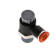 Vanne de régulation de débit Coude d'entrée 6 mm - R1/4'' Laiton/ Contre-écrou PA 66