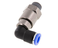 coude 10mm & R3/8'' Joint rapide pivotant Filets mâles Push-In Laiton nickele/PBT NBR Rotatif