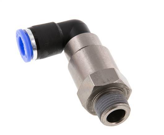 coude 10mm & R3/8'' Joint rapide pivotant Filets mâles Push-In Laiton nickele/PBT NBR Rotatif
