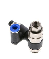 Silencieux de contrôle de débit, sortie rotative 6 mm - G1/4''-G1/8'' laiton/PA 66 avec clapet anti-retour piloté