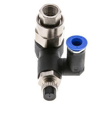 Silencieux de contrôle de débit, sortie rotative 6 mm - G1/4''-G1/8'' laiton/PA 66 avec clapet anti-retour piloté