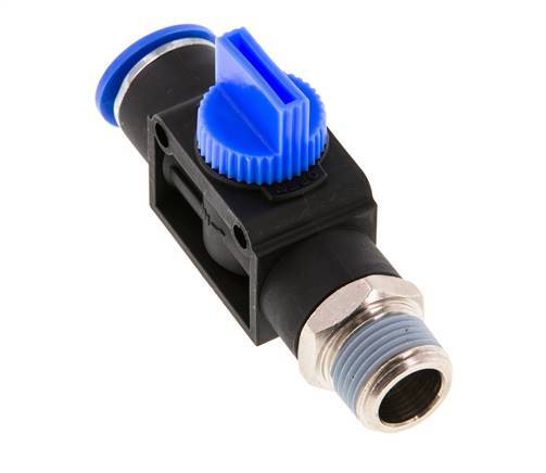 vanne manuelle d'arrêt à 3/2 voies 12 mm - R3/8'' plastique/laiton Filetage côté ventilation