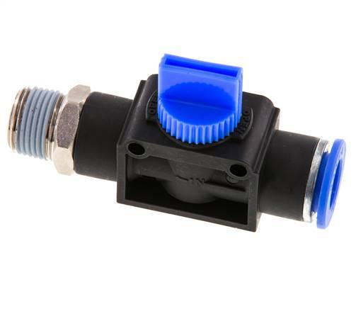 vanne manuelle d'arrêt à 3/2 voies 12 mm - R3/8'' plastique/laiton Filetage côté ventilation