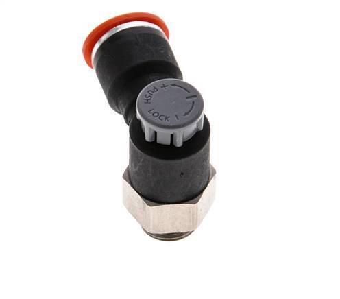 Vanne de régulation de débit Coude d'entrée 10 mm - G1/4'' Laiton/ Contre-écrou PA 66