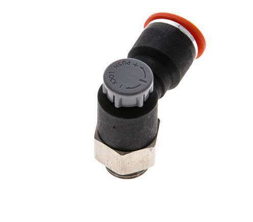 Vanne de régulation de débit Coude d'entrée 10 mm - G1/4'' Laiton/ Contre-écrou PA 66