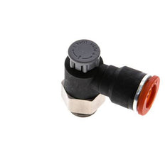 Vanne de régulation de débit Coude d'entrée 10 mm - G1/4'' Laiton/ Contre-écrou PA 66