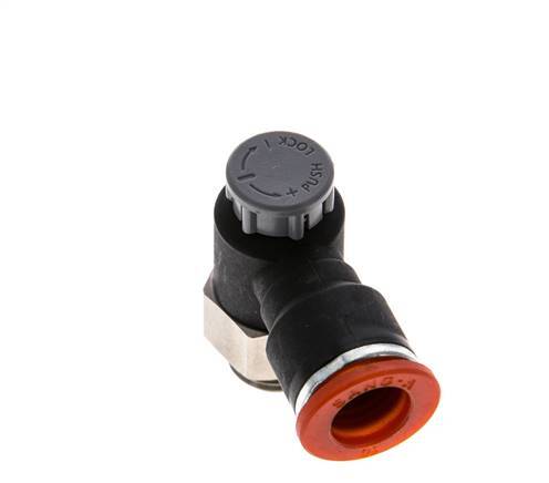 Vanne de régulation de débit Coude d'entrée 10 mm - G1/4'' Laiton/ Contre-écrou PA 66