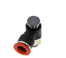 Vanne de régulation de débit Coude d'entrée 10 mm - G1/4'' Laiton/ Contre-écrou PA 66