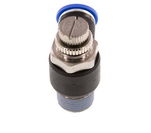 Coude de sortie de compteur du silencieux Flow Control 10 mm - R3/8'' laiton/PA 66