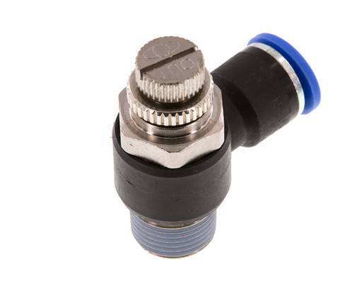 Coude de sortie de compteur du silencieux Flow Control 10 mm - R3/8'' laiton/PA 66