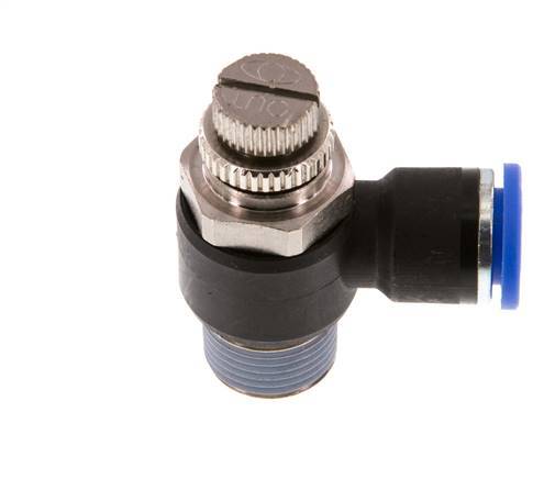 Coude de sortie de compteur du silencieux Flow Control 10 mm - R3/8'' laiton/PA 66