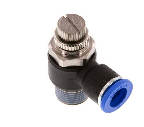 Coude de sortie de compteur du silencieux Flow Control 10 mm - R3/8'' laiton/PA 66