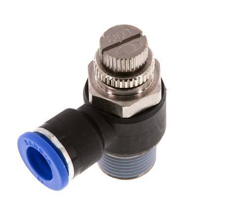 Coude de sortie de compteur du silencieux Flow Control 10 mm - R3/8'' laiton/PA 66