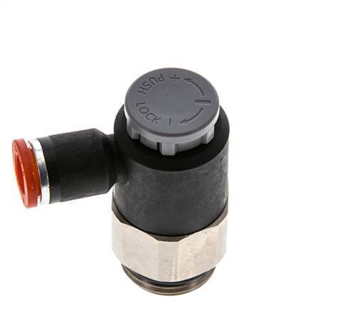 Vanne de régulation de débit Coude d'entrée 8 mm - G1/2'' Laiton/ Contre-écrou PA 66