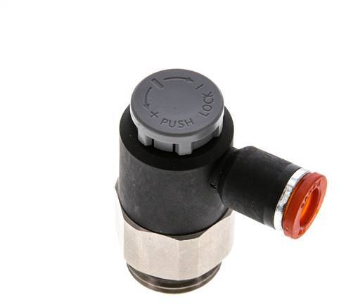 Vanne de régulation de débit Coude d'entrée 8 mm - G1/2'' Laiton/ Contre-écrou PA 66