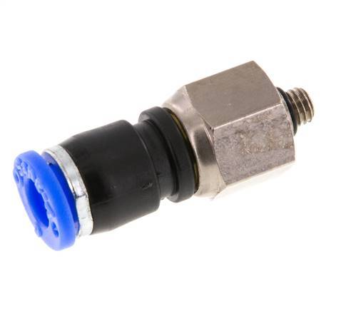 6mm & M5 Joint Tournant Filetages mâles Push-In Laiton Nickele/PBT NBR Rotatif