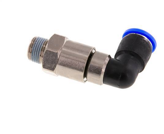 coude 12mm & R3/8'' Joint rapide pivotant Filets mâles à enfoncer Laiton nickele/PBT NBR Rotatif