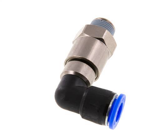 coude 12mm & R3/8'' Joint rapide pivotant Filets mâles à enfoncer Laiton nickele/PBT NBR Rotatif