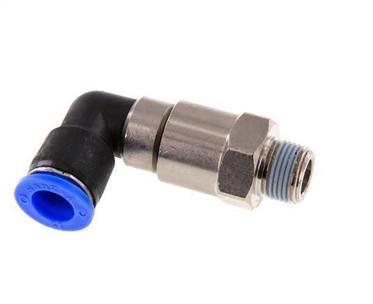 coude 12mm & R3/8'' Joint rapide pivotant Filets mâles à enfoncer Laiton nickele/PBT NBR Rotatif
