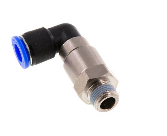 coude 12mm & R3/8'' Joint rapide pivotant Filets mâles à enfoncer Laiton nickele/PBT NBR Rotatif