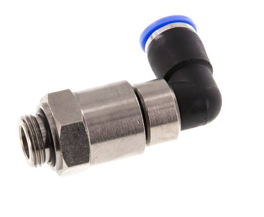 coude 10mm & G3/8'' Joint rapide pivotant Filets mâles Push-In Laiton nickele/PBT NBR Rotatif