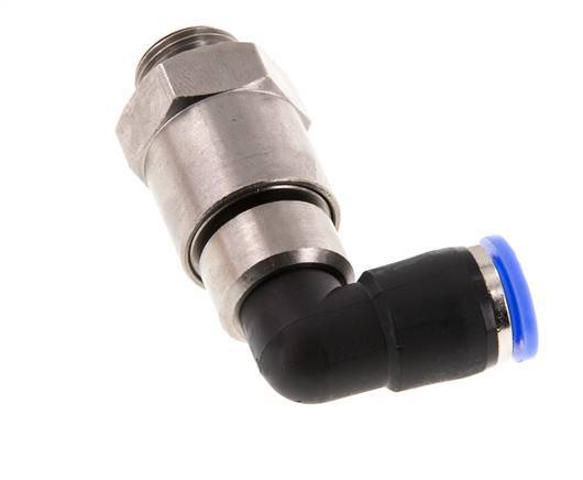 coude 10mm & G3/8'' Joint rapide pivotant Filets mâles Push-In Laiton nickele/PBT NBR Rotatif