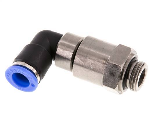 coude 10mm & G3/8'' Joint rapide pivotant Filets mâles Push-In Laiton nickele/PBT NBR Rotatif