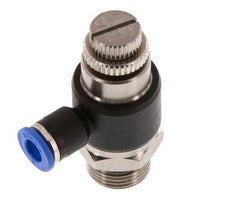 Coude de sortie du compteur du silencieux Flow Control 6 mm - G3/8'' laiton/PA 66