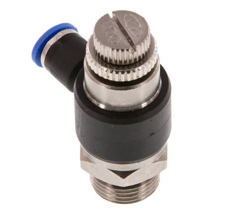 Coude de sortie du compteur du silencieux Flow Control 6 mm - G3/8'' laiton/PA 66