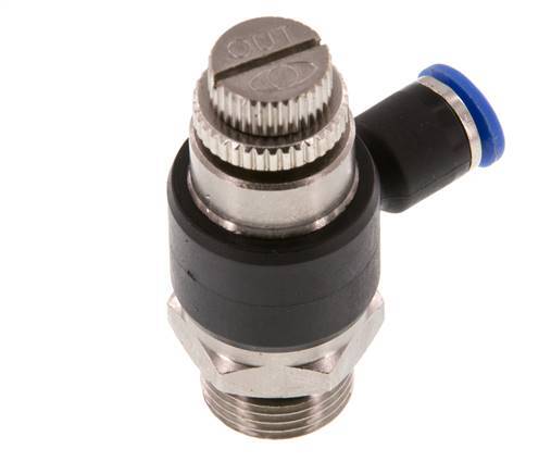 Coude de sortie du compteur du silencieux Flow Control 6 mm - G3/8'' laiton/PA 66